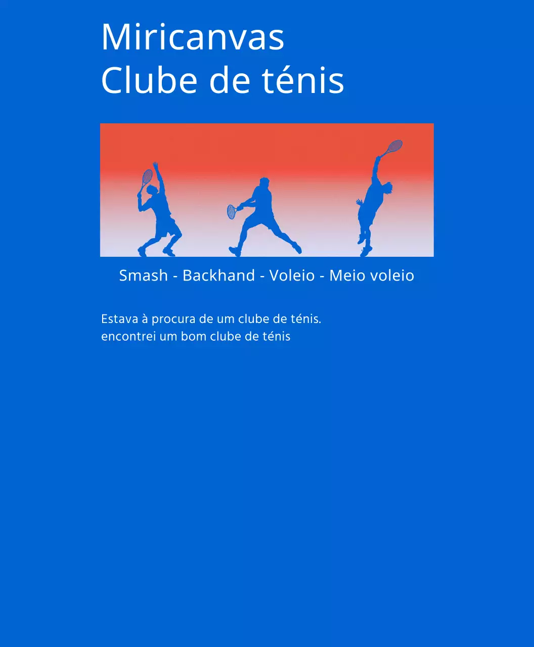 Clubes de ténis com gradientes e conceitos de movimento de ténis