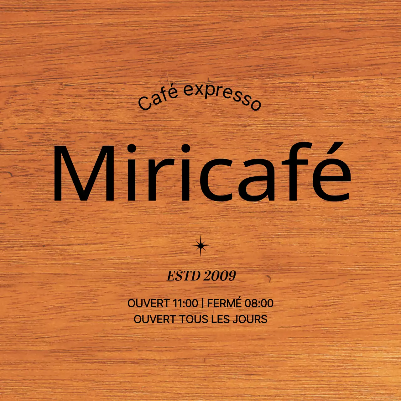 Design simple de café avec texte en noir