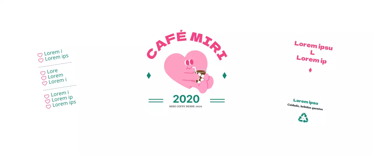 Promover um café com uma ilustração de uma personagem cor-de-rosa