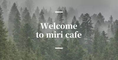 Balsa cafè in lingua inglese con insegna sentimentale con foto di una foresta.