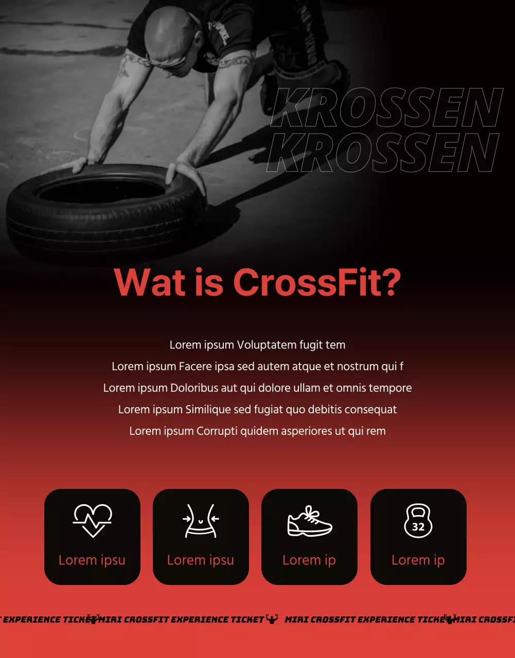 Promoot een trendy crossfit evenement in oranje en zwart