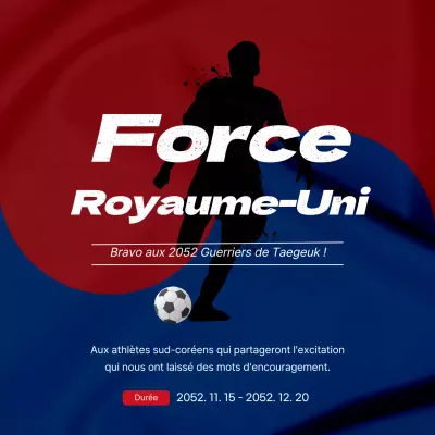 Encouragement à la pratique du football à la porte rouge et bleue du Tai Chi
