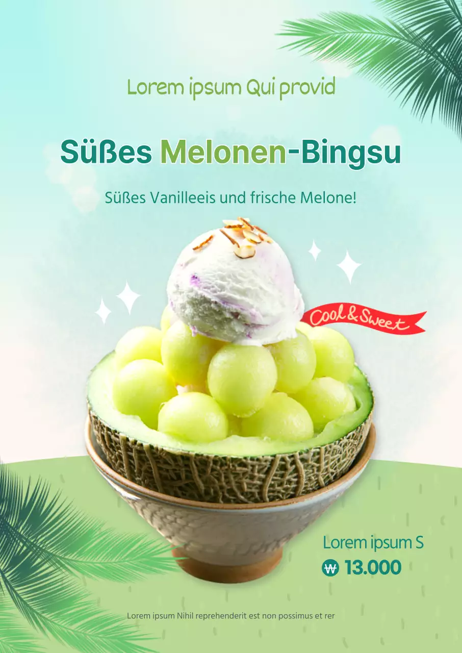 Limonengrünes rasiertes Eis Cooles Sommercafé-Menü-Poster