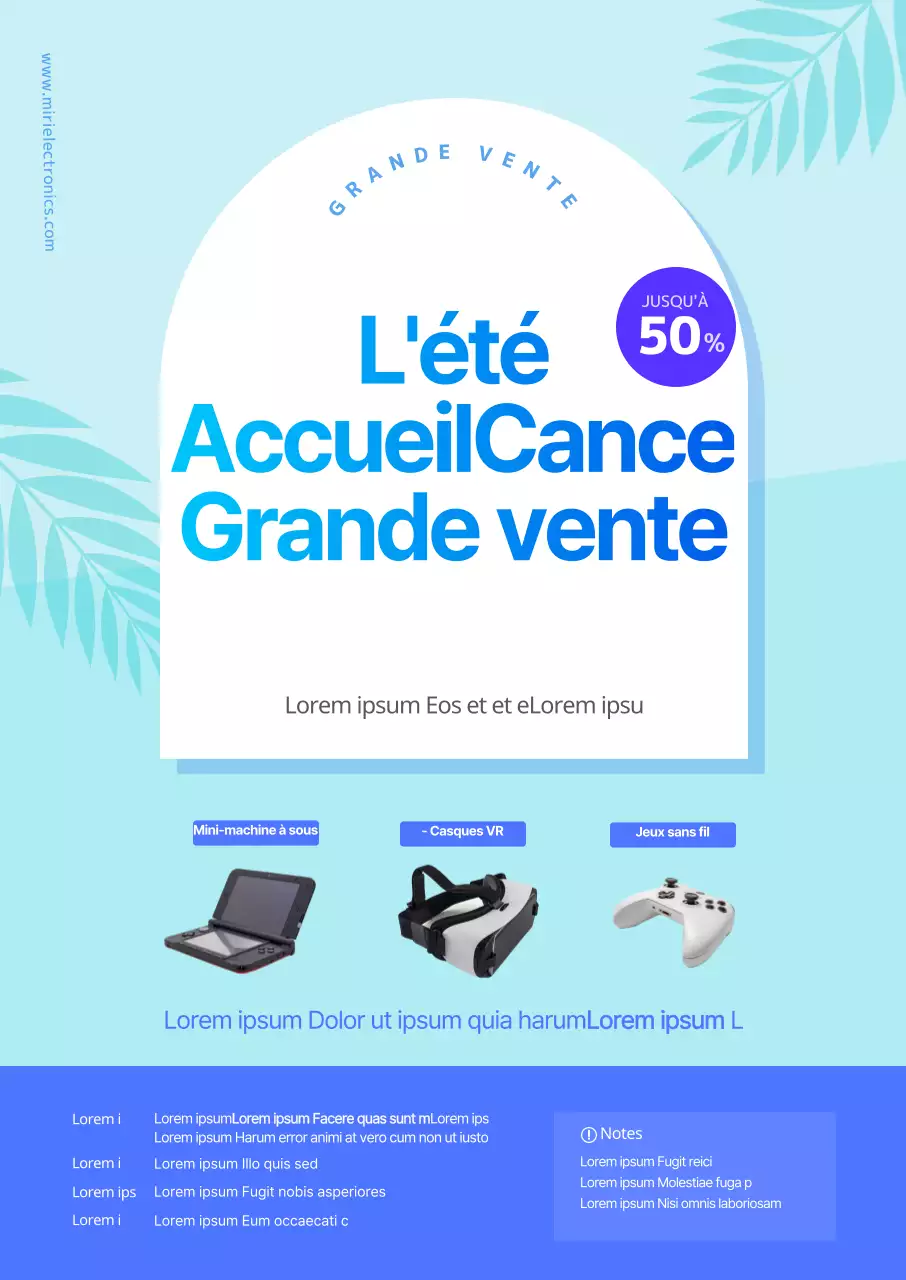 Affiche des soldes d'été bleue et fraîche