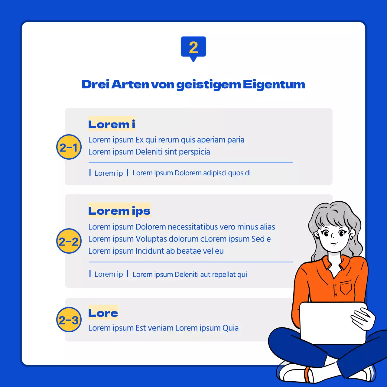 Die Erforschung von blauem und orangefarbenem geistigem Eigentum