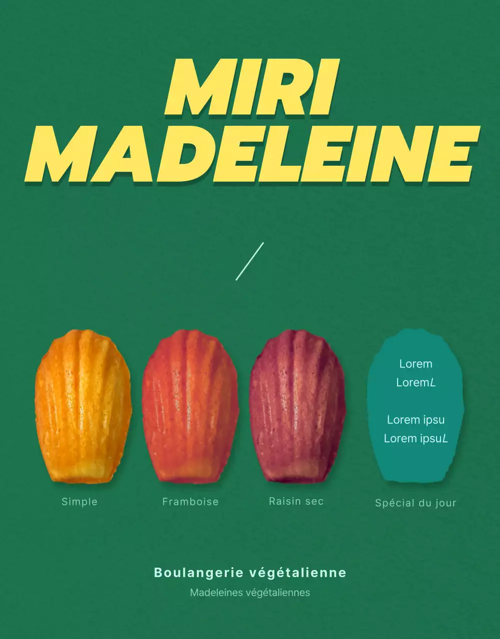 Vendre des madeleines prêtes à l'emploi sur fond vert