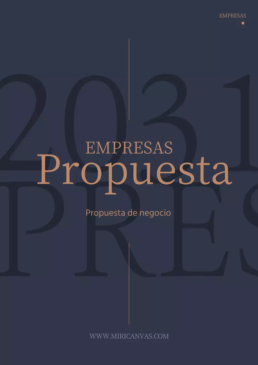 Propuesta de negocio tipográfica sencilla vertical en azul marino y marrón