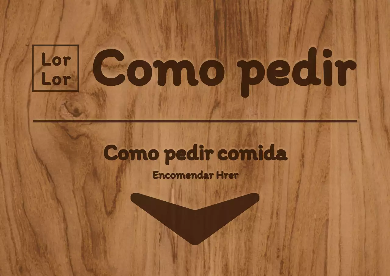 Sinalética interior da cantina com cores acastanhadas e um conceito simples de madeira