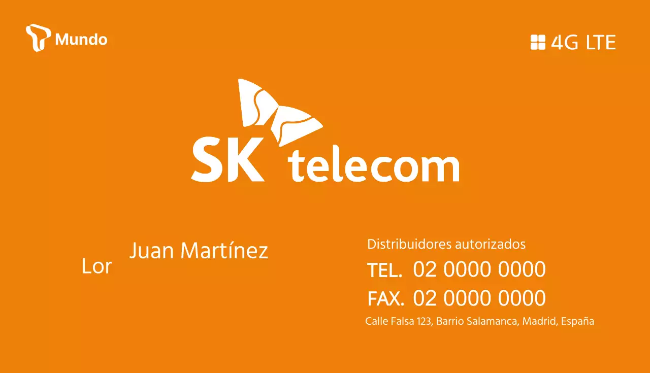 Tarjeta de visita sencilla en rojo y naranja