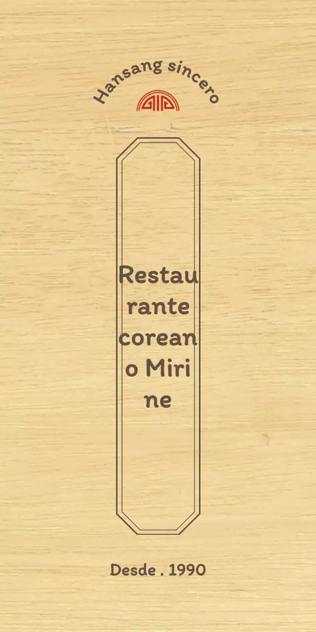 Diseño de restaurante coreano con un borde conceptual limpio en marrón y rojo