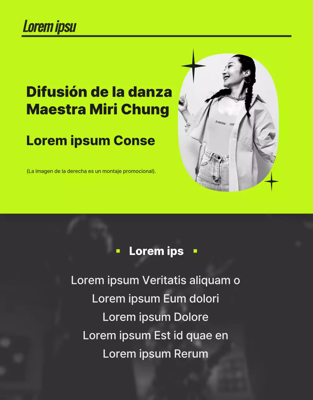 Clases de baile de moda en neón y negro