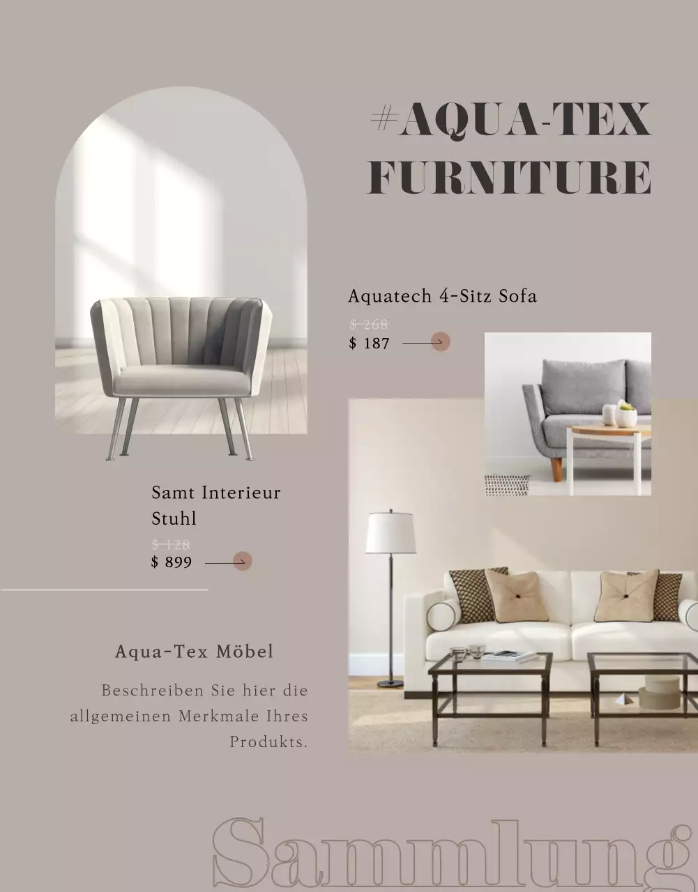 Moderne Möbel in warmen Brauntönen Event-Details