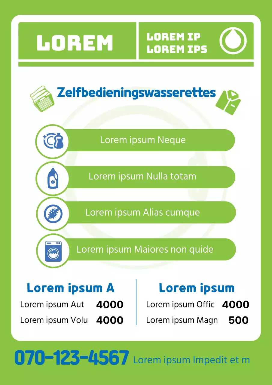 Lime groene illustratie om een schone wasserette te promoten