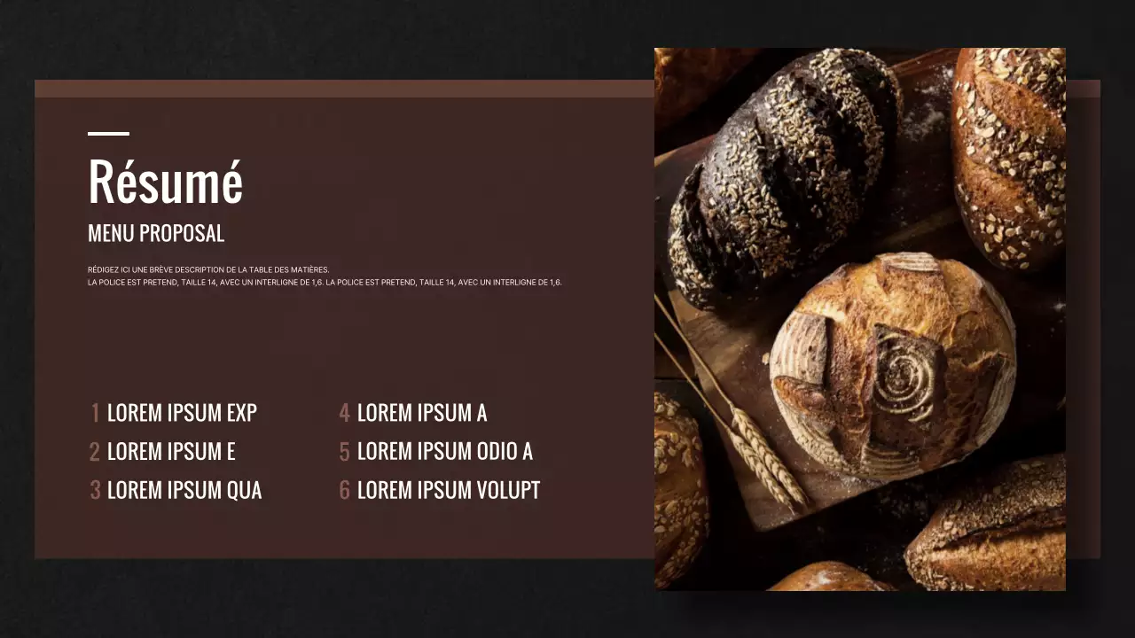 Nouvelle proposition de menu pour une boulangerie brune et noire