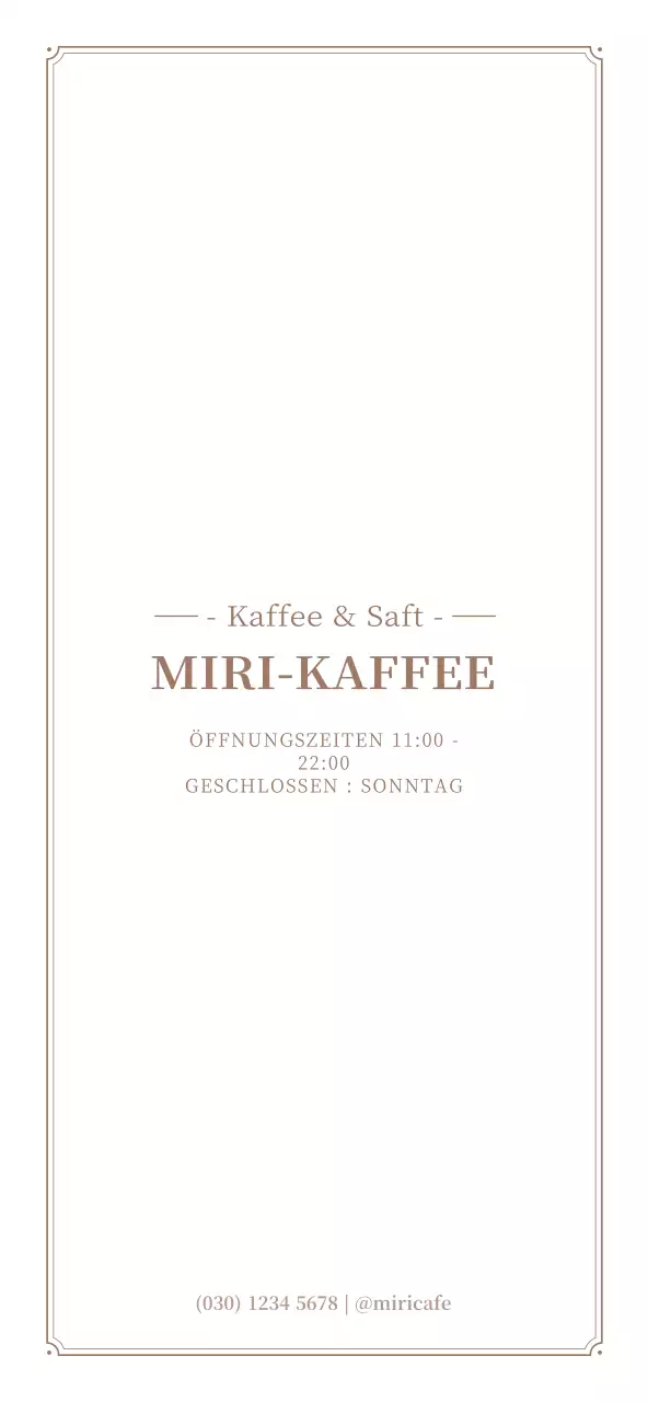 Ein Leitfaden für die braun-weiße, stilvolle Café-Menütafel in Rahmenform