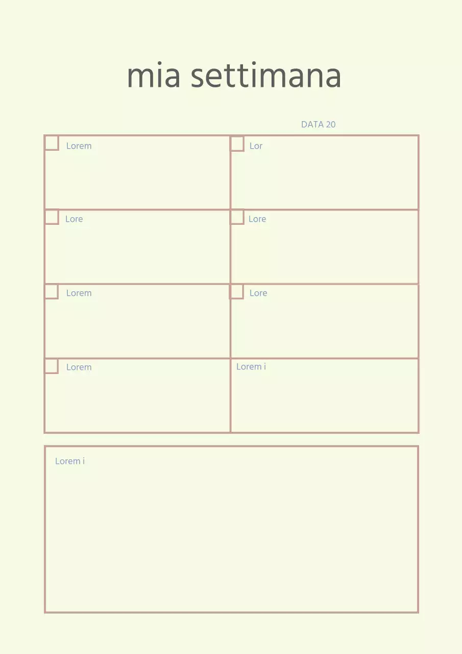 Poster calendario agenda personale semplice in giallo