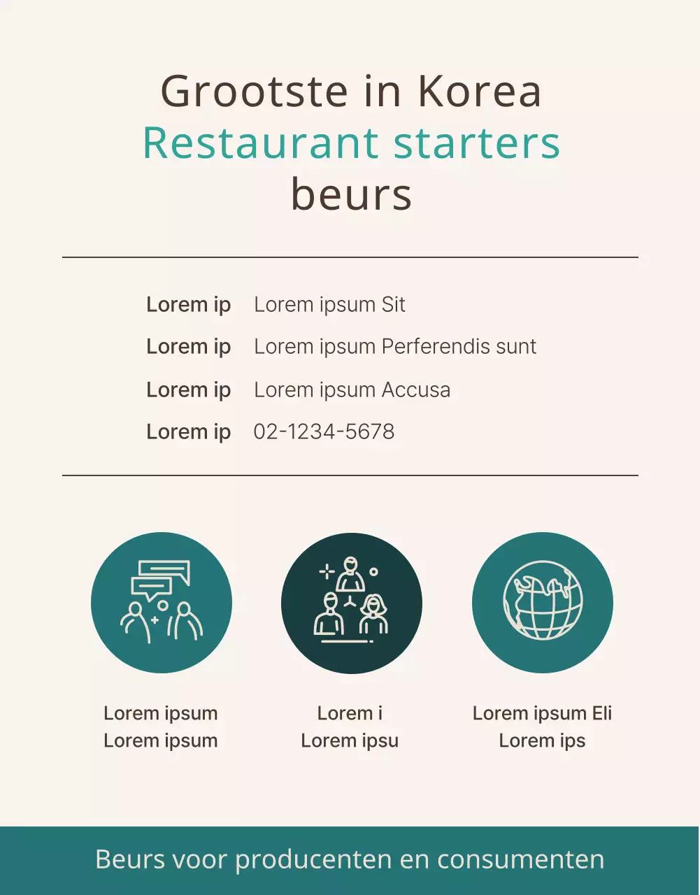 Een schoon bruin en turquoise voedsel start-up beurs