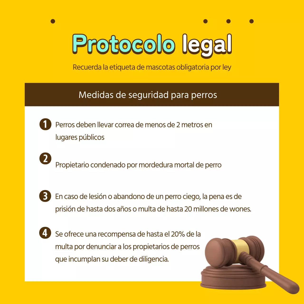 Billete informativo para mascotas en amarillo y bronce