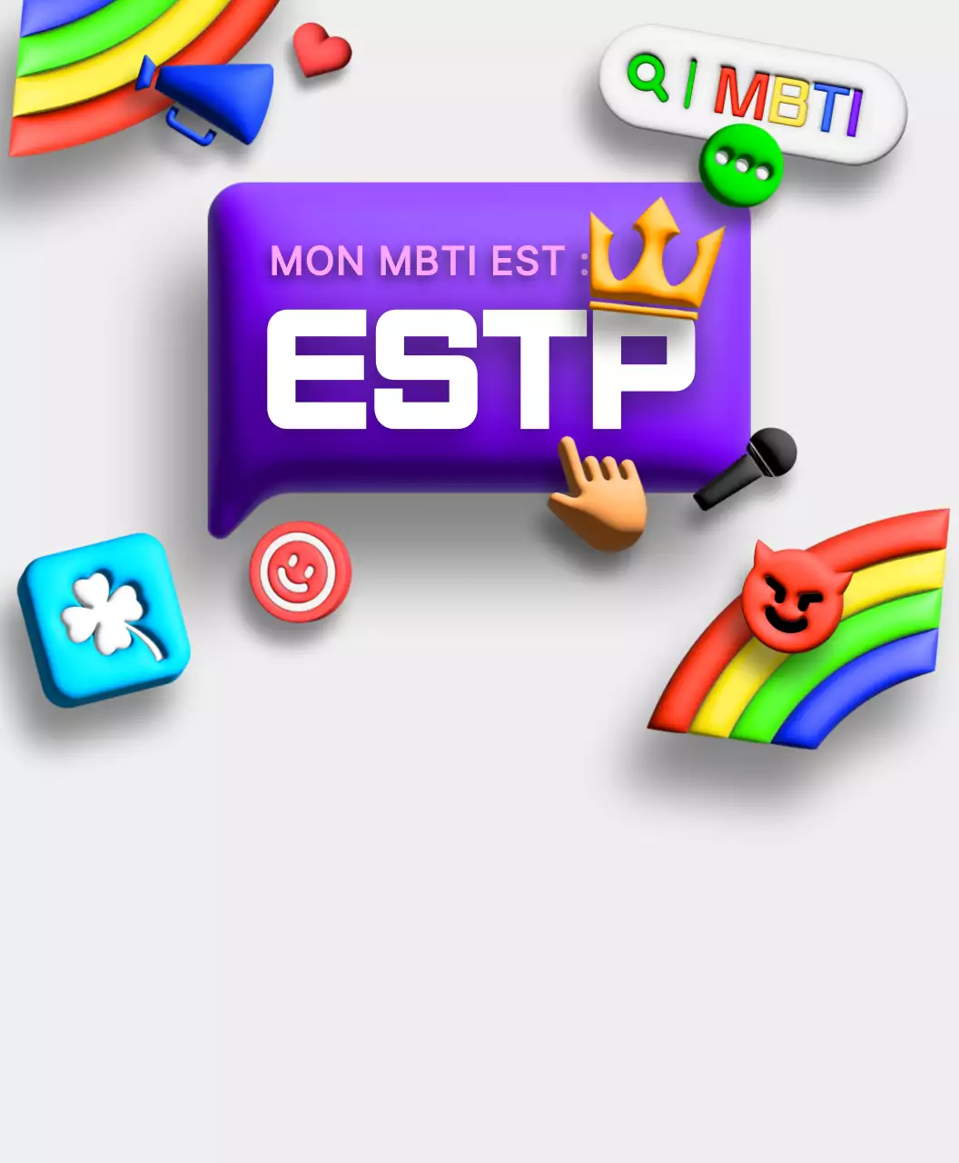 Un t-shirt coloré, câlin et tridimensionnel du concept MBTI.