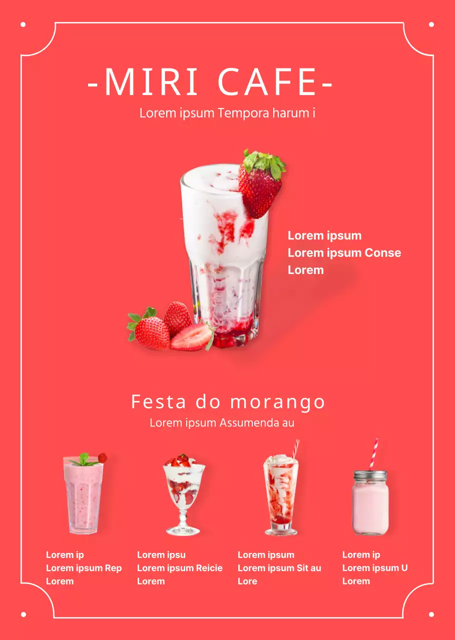 Menu do café em vermelho