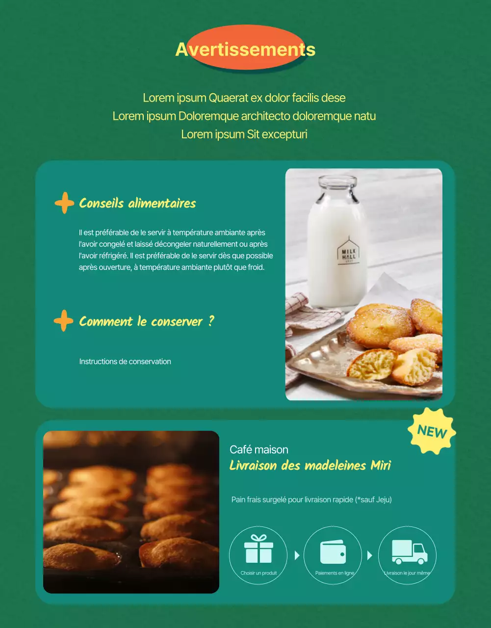 Vendre des madeleines prêtes à l'emploi sur fond vert