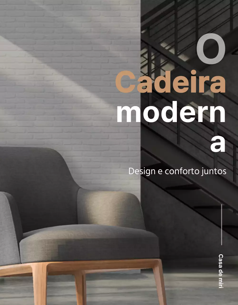 Cadeira moderna simples em cinzento e castanho