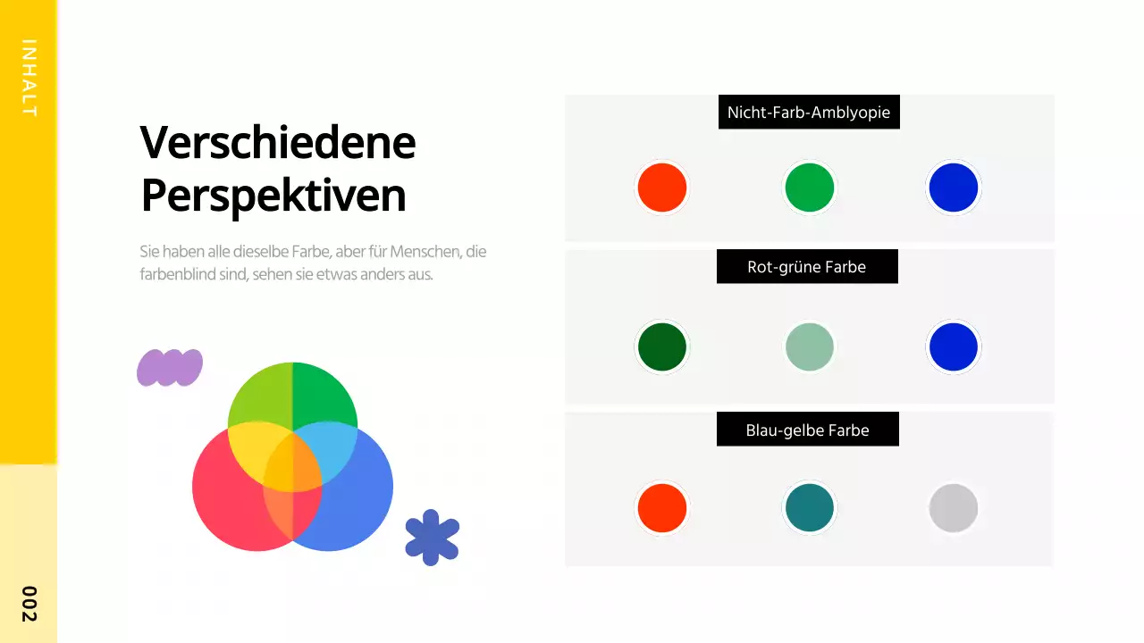 Ein einfaches Designprojekt für Farbenblinde, das Formen mit gelben Akzenten verwendet