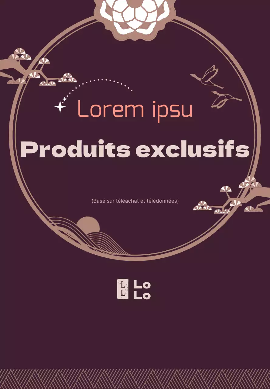 Guide des produits de médecine orientale à cadre traditionnel en violet foncé et blanc