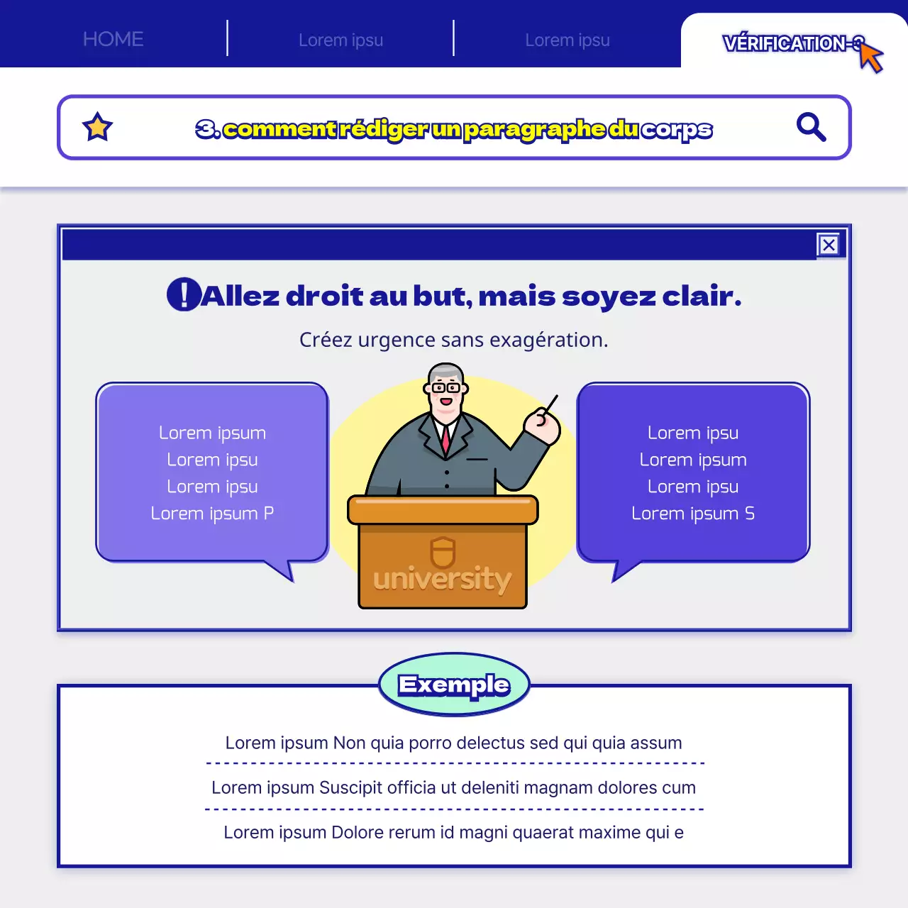 Etiquette et exemples de rédaction de courriels en bleu marine et blanc