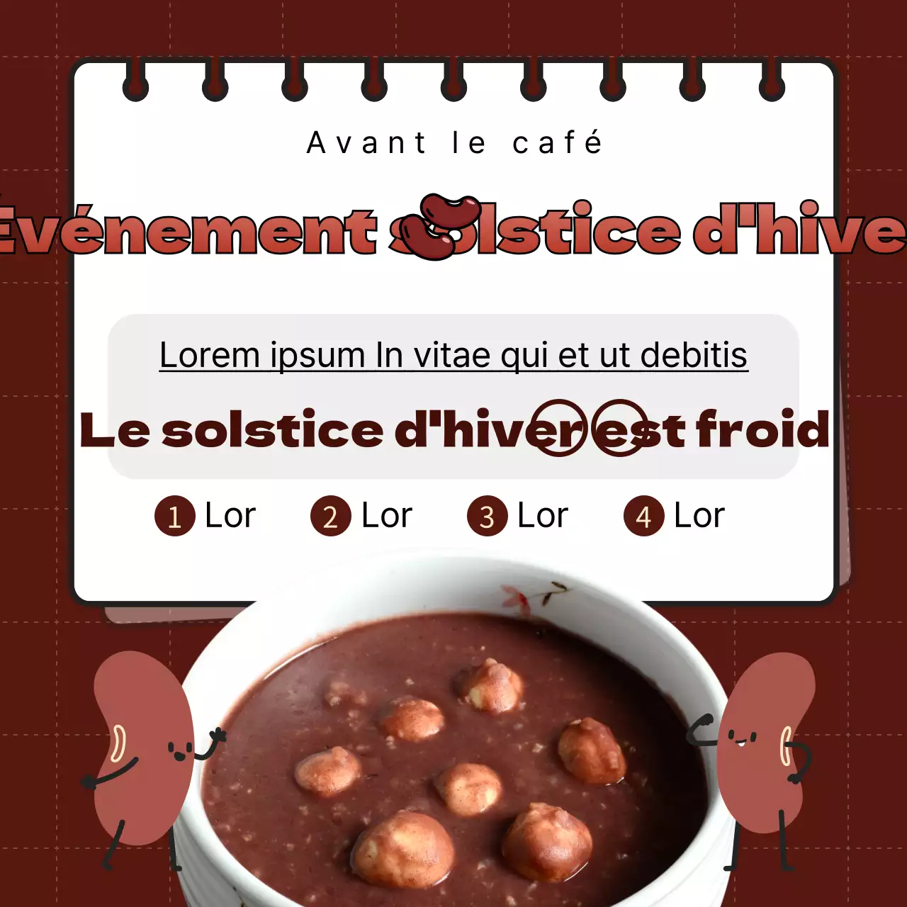 Modèle d'événement amusant pour le solstice d'hiver en brun et ocre