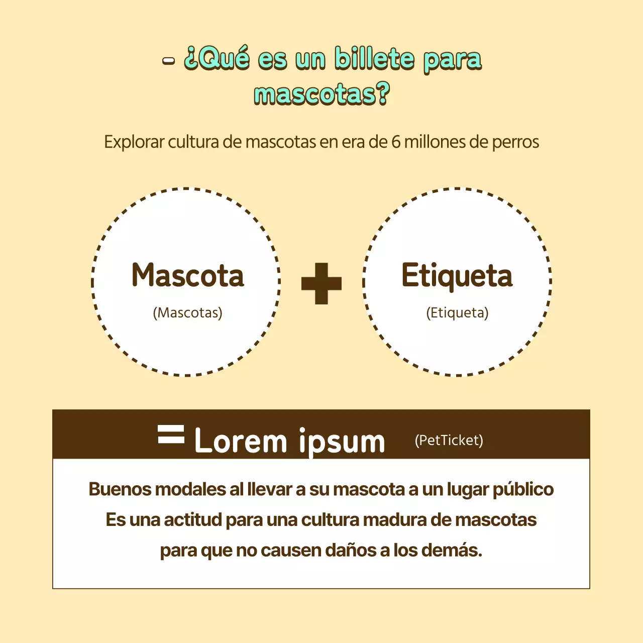 Billete informativo para mascotas en amarillo y bronce