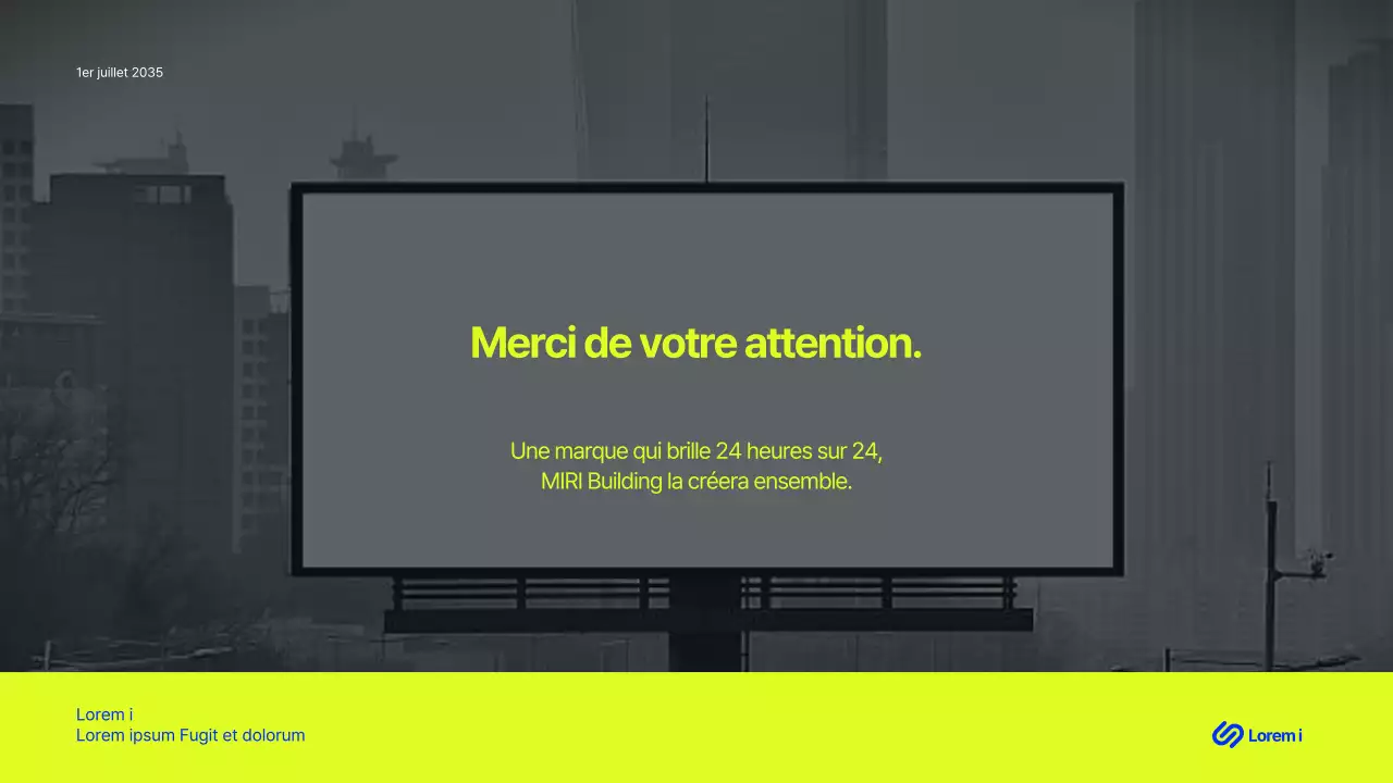 Proposition de panneau d'affichage pour les bâtiments bleu et citron vert