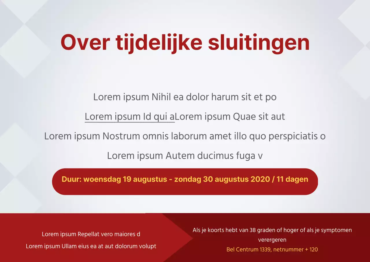 Tijdelijke sluitingen