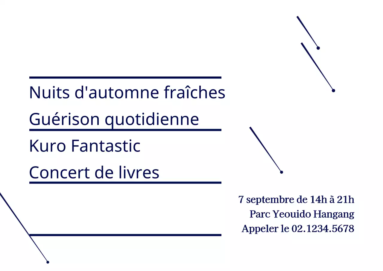 Illustration simple en forme d'étoile bleu marine Livre d'information Concert