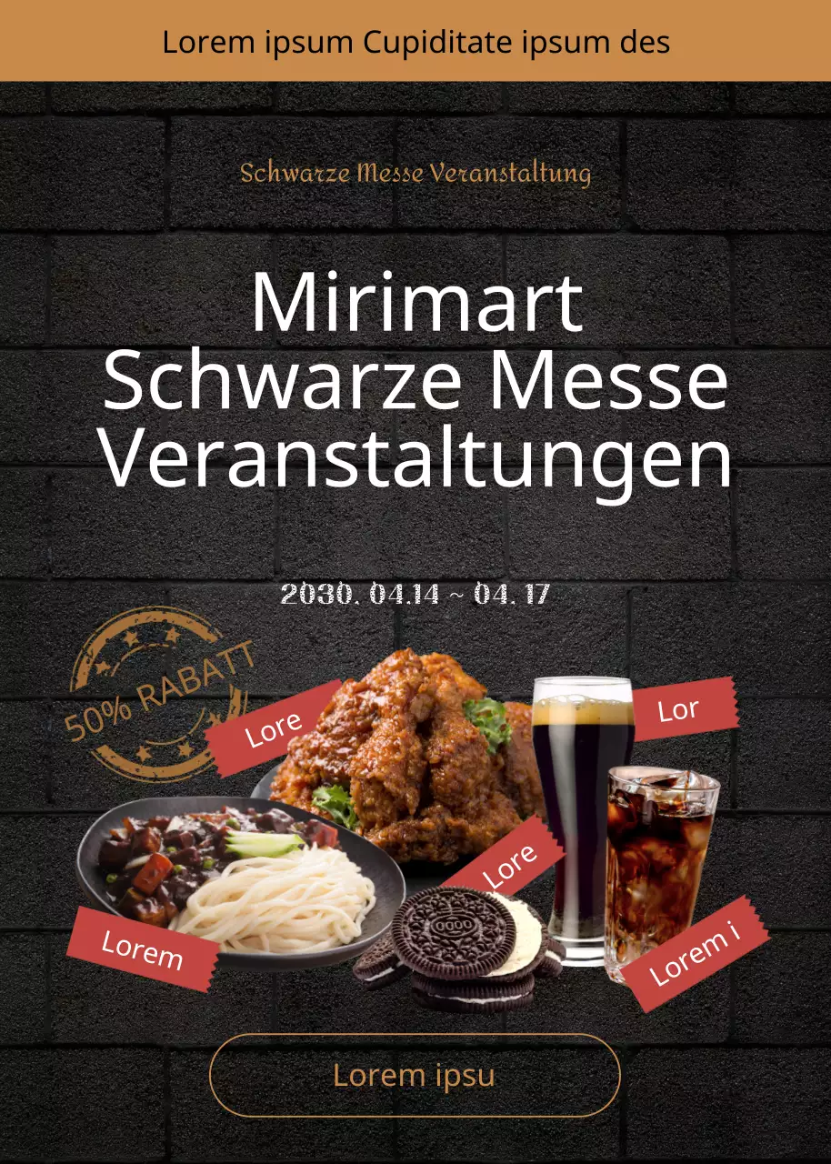 Black Friday Black Food Sale Popup mit schwarzem Ziegelthema