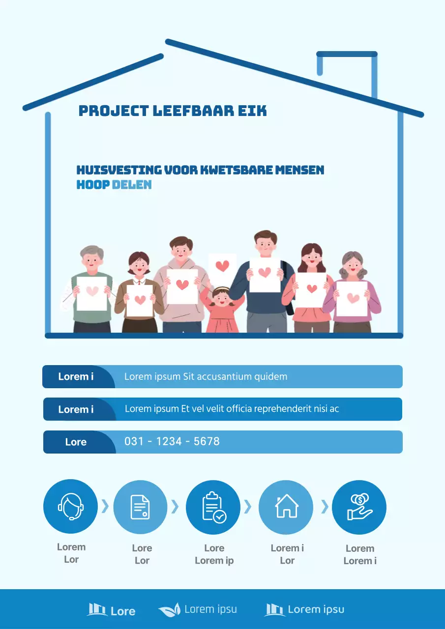 Light Blue and Blue Welzijnsprogramma Hoop delen met kansarmen