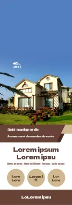 Un style simple en jaune et marron pour annoncer et promouvoir les annonces immobilières et les demandes de renseignements sur les ventes.