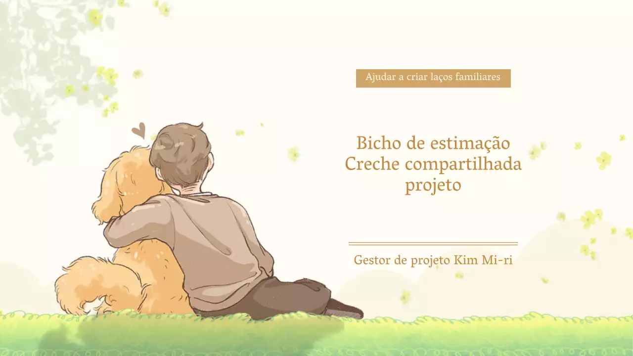 Apresentação do projeto de co-sitting de animais de estimação ilustrado a pastel
