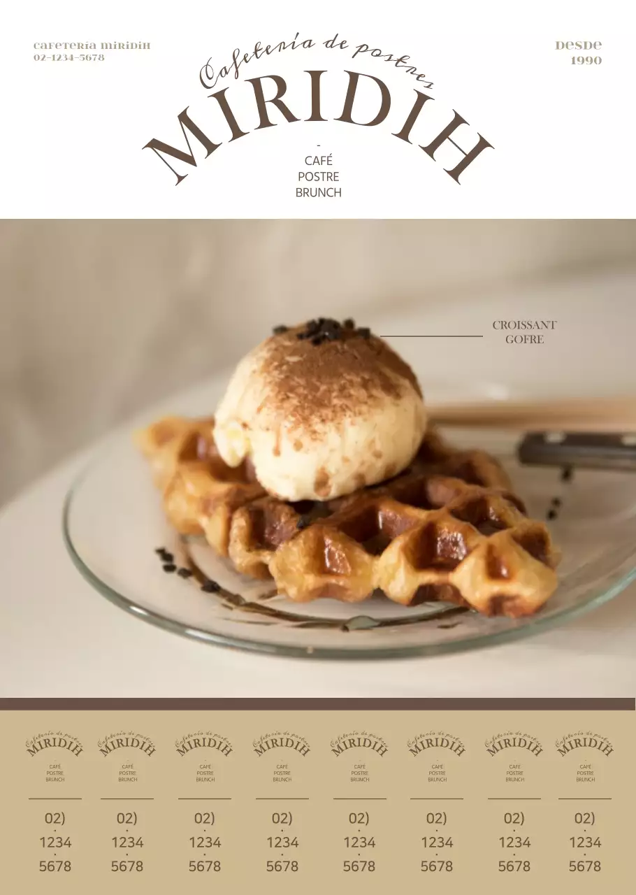 Estilo sencillo y emocional en amarillo y marrón para promocionar e informar de los menús de cafetería