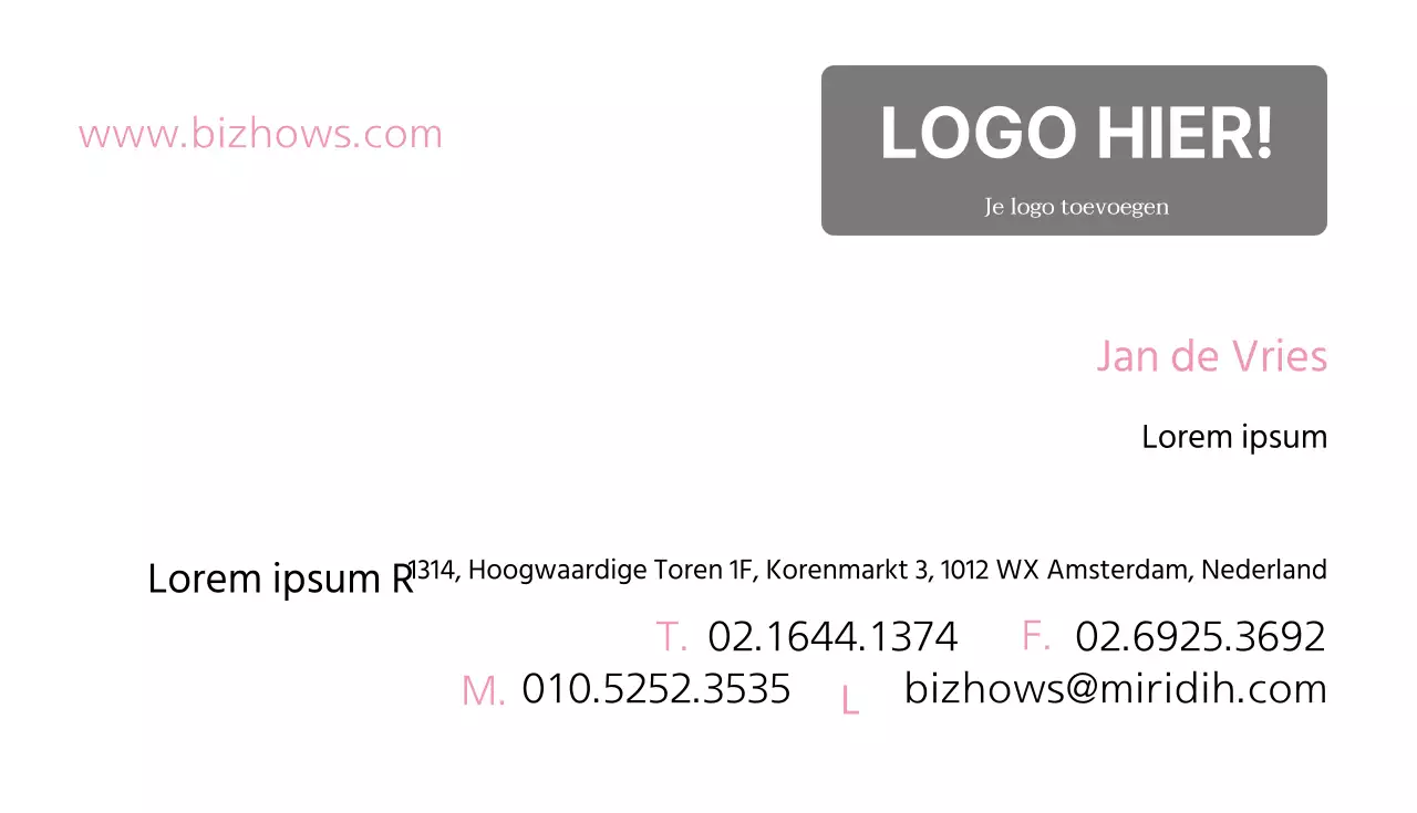 Eenvoudig visitekaartjeWit