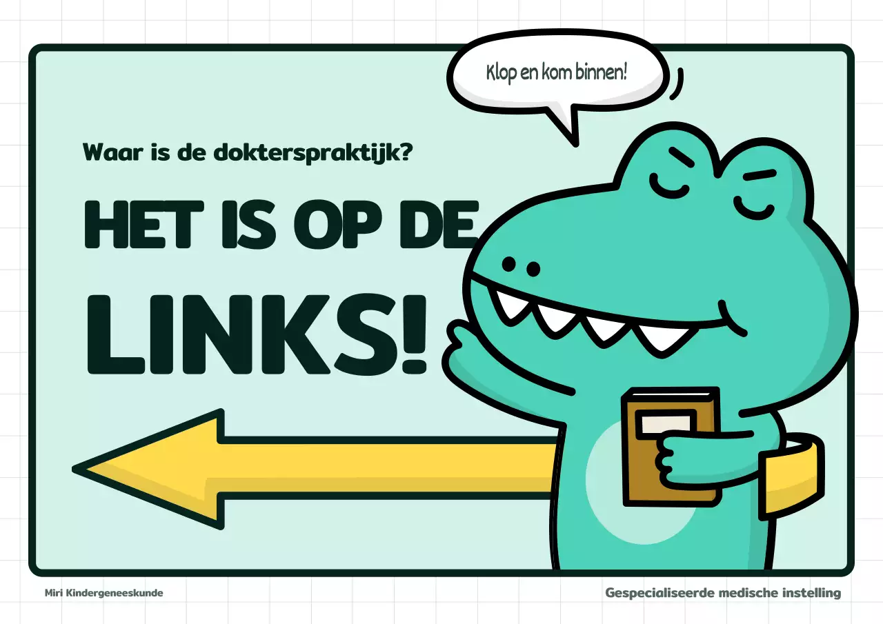 Facilitaire informatie met een schattig groen karakterconcept