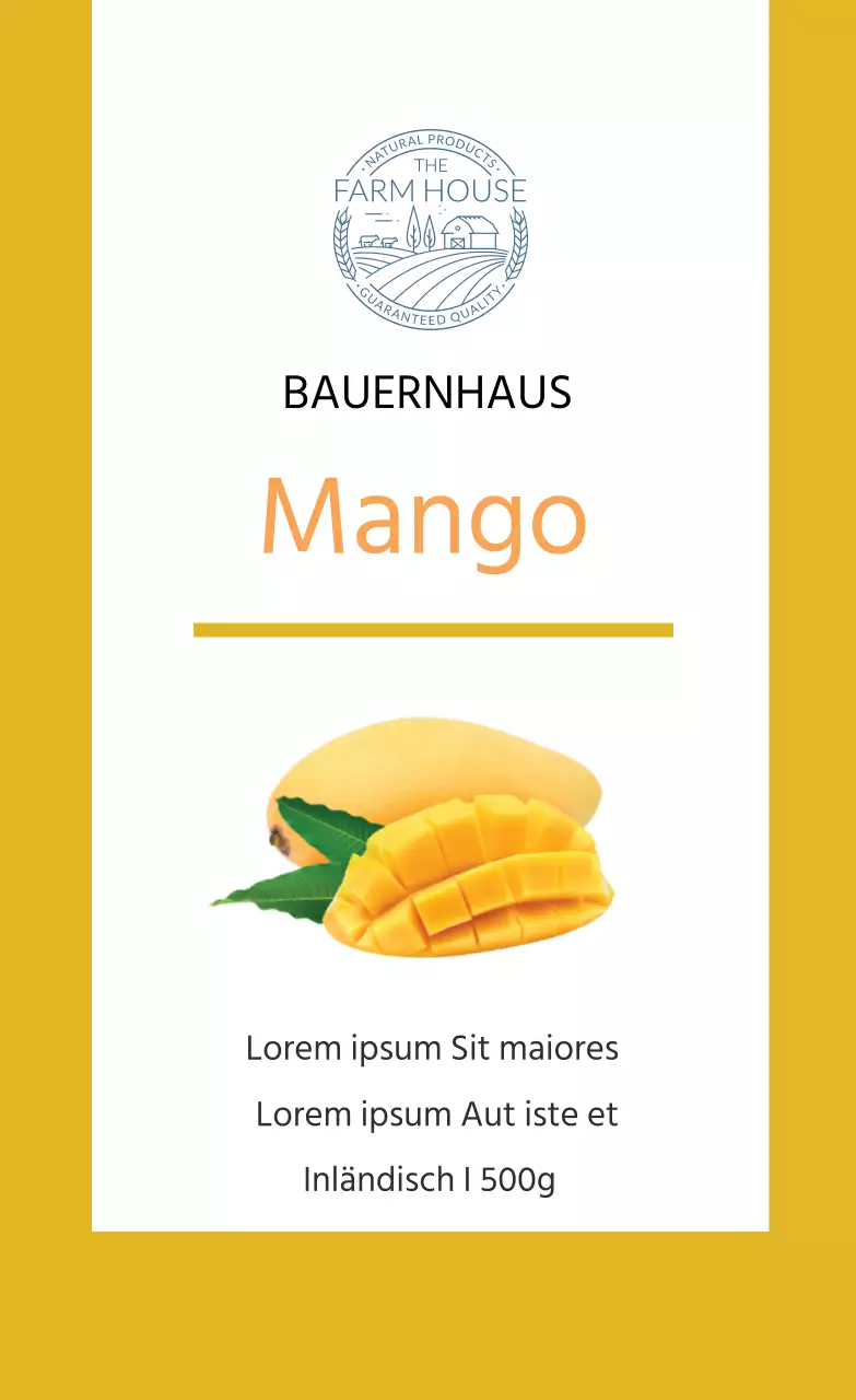 Etikett für Mango-Produkte