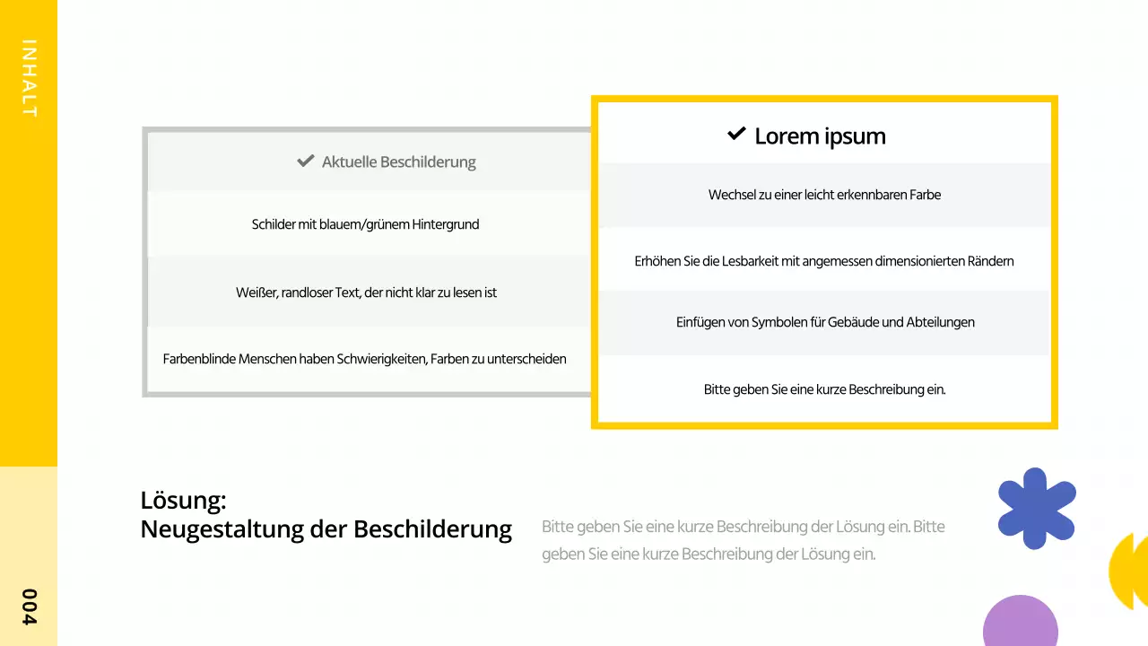 Ein einfaches Designprojekt für Farbenblinde, das Formen mit gelben Akzenten verwendet