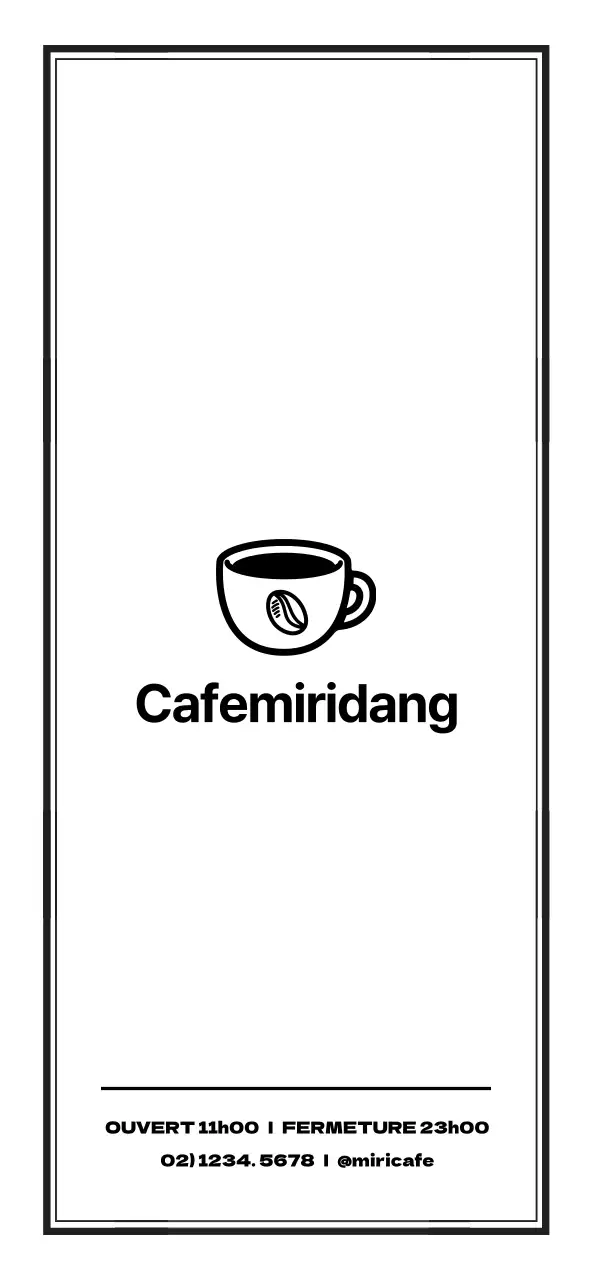 Signalisation de menu de café simple et épurée en noir et blanc