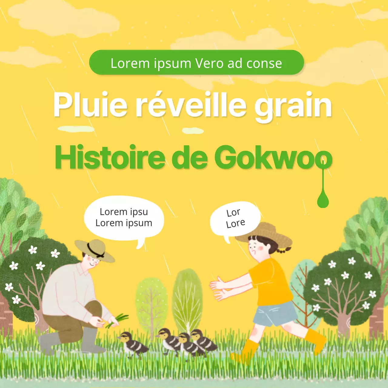 Nouvelle carte rurale sur fond jaune