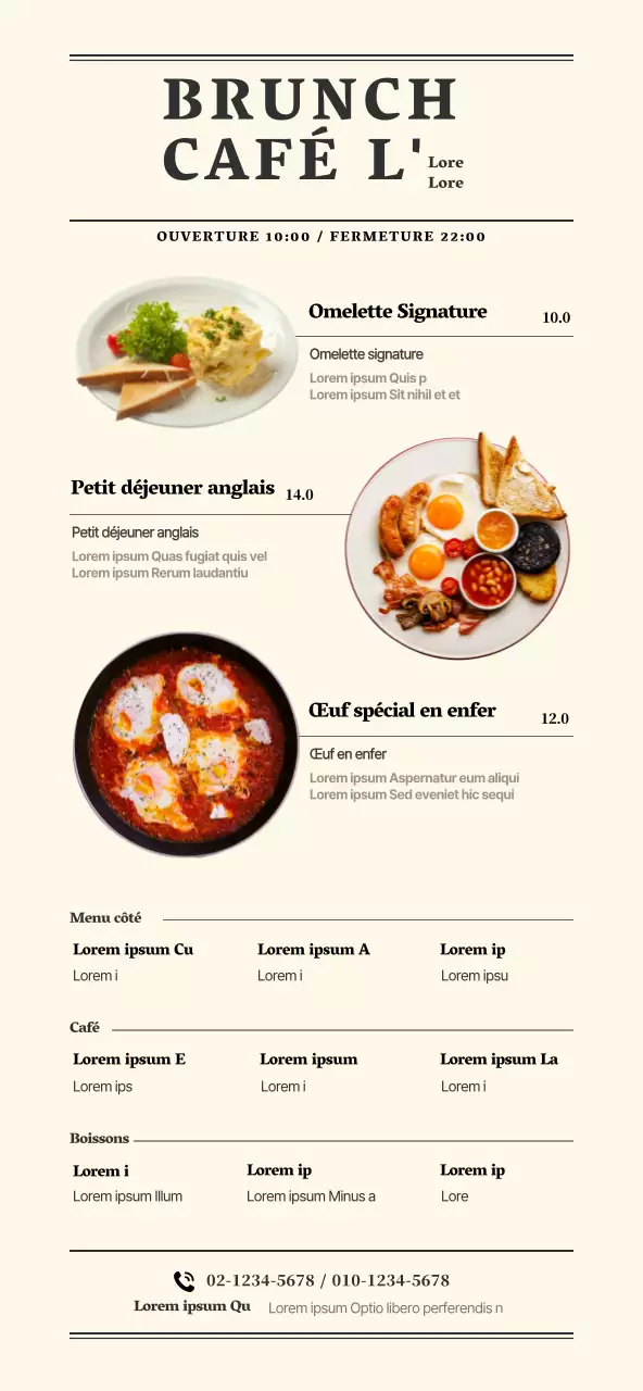 Photo de présentation émotionnelle concept de menu de café brunch en jaune clair et noir