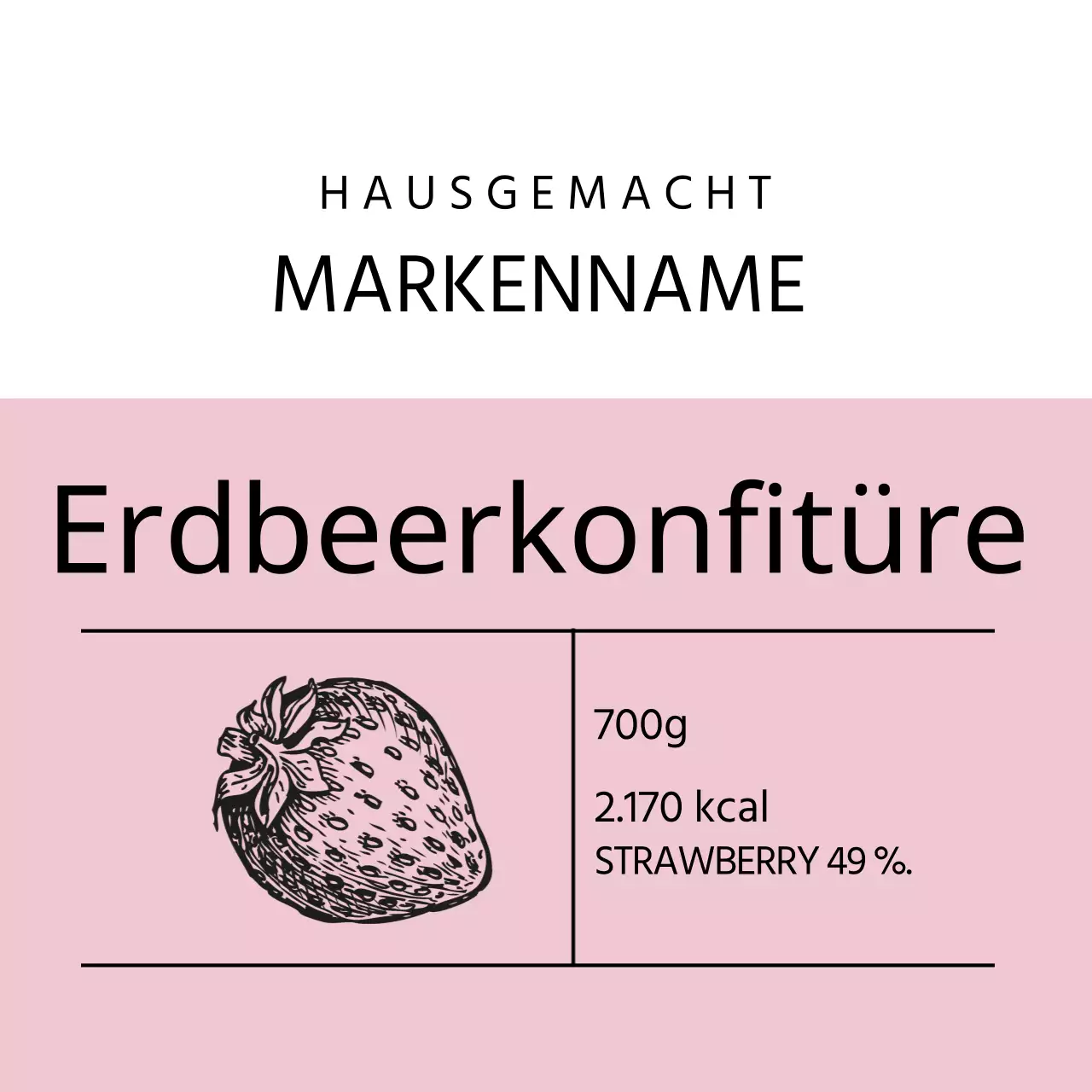 Etikett für Erdbeermarmelade