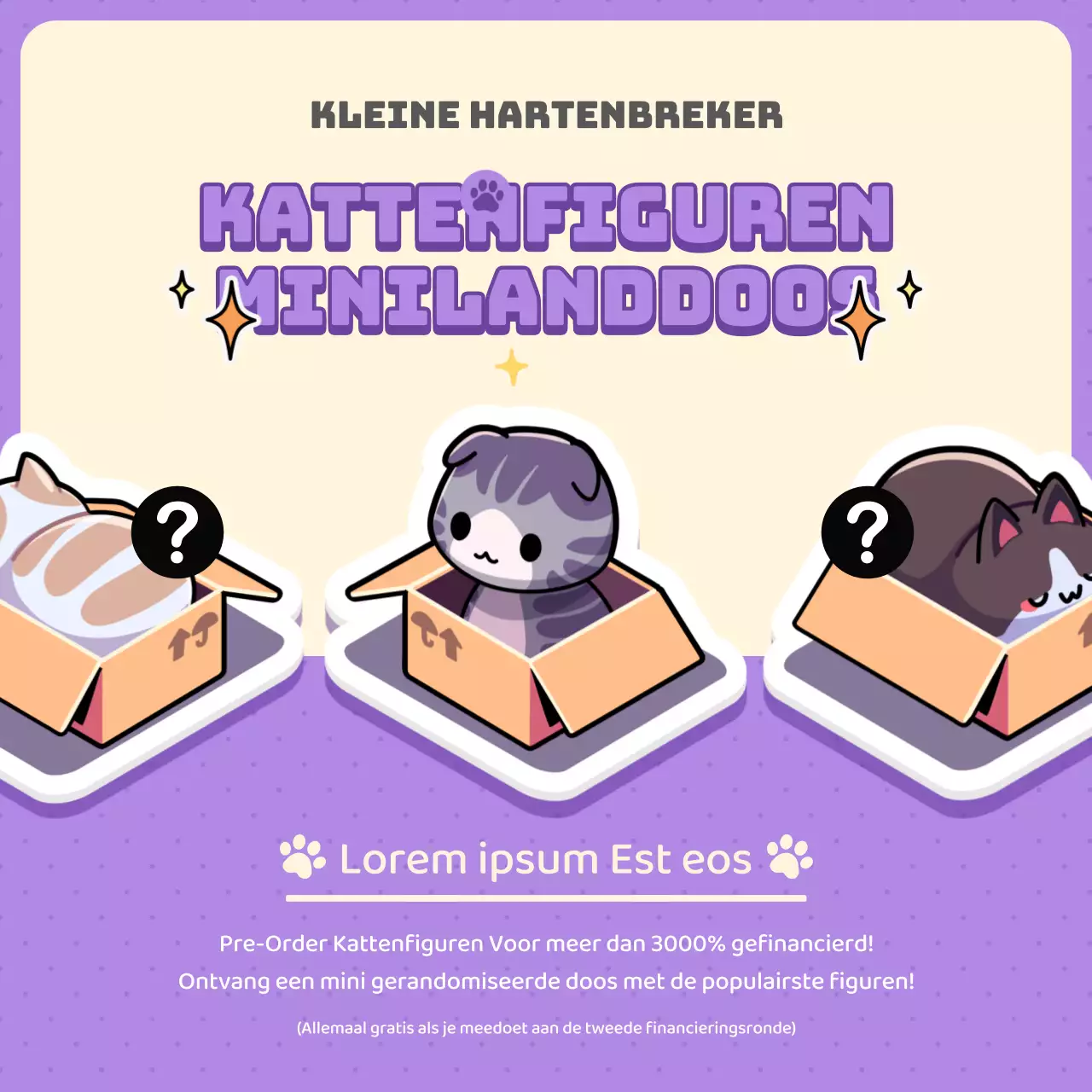 Paars Schattig Kattenbeeldje Willekeurige Doos