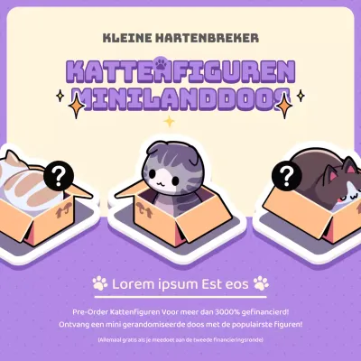 Paars Schattig Kattenbeeldje Willekeurige Doos