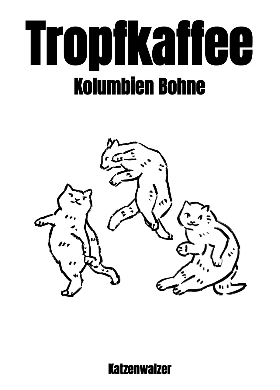 Schlichtes Design mit einer schwarzen, zeichnungsähnlichen Katzenillustration